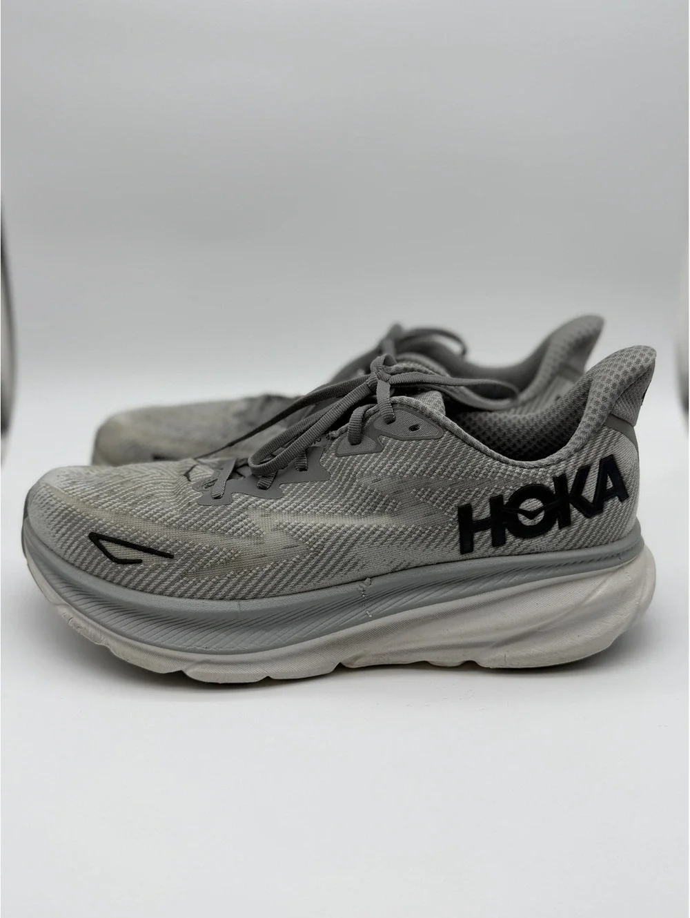 Hoka One One Men's Clifton 9 Running Shoes Harbor Mist Black Gray, Size 10.5